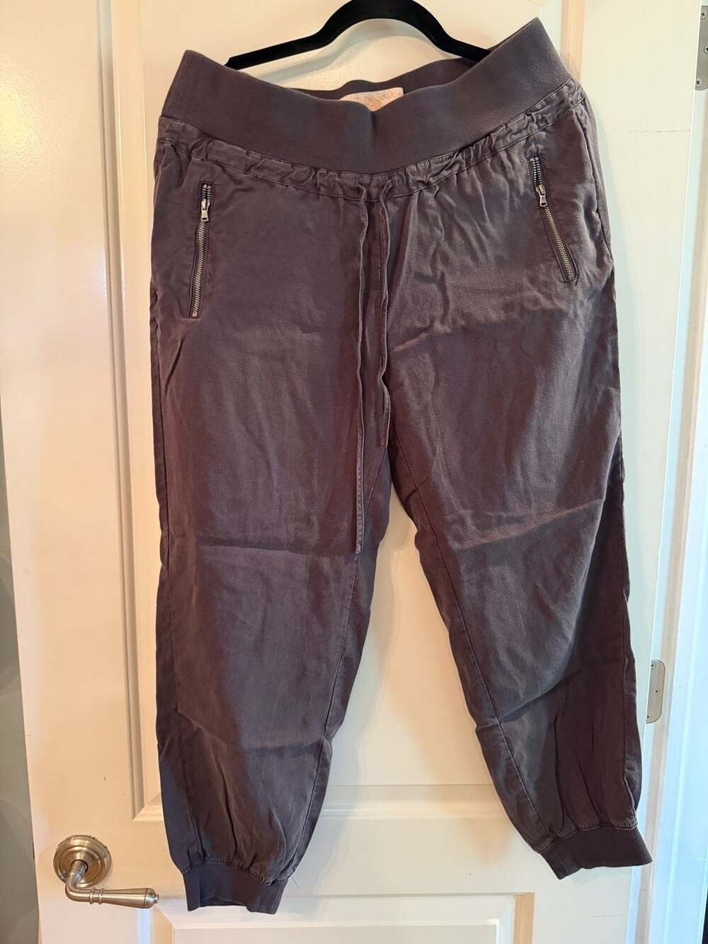 Bella Dahl Jogger Pants Size L Grey Zip Pockets